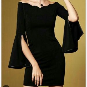 Masked Queen NWT Bell Sleeve Mini Black Dress